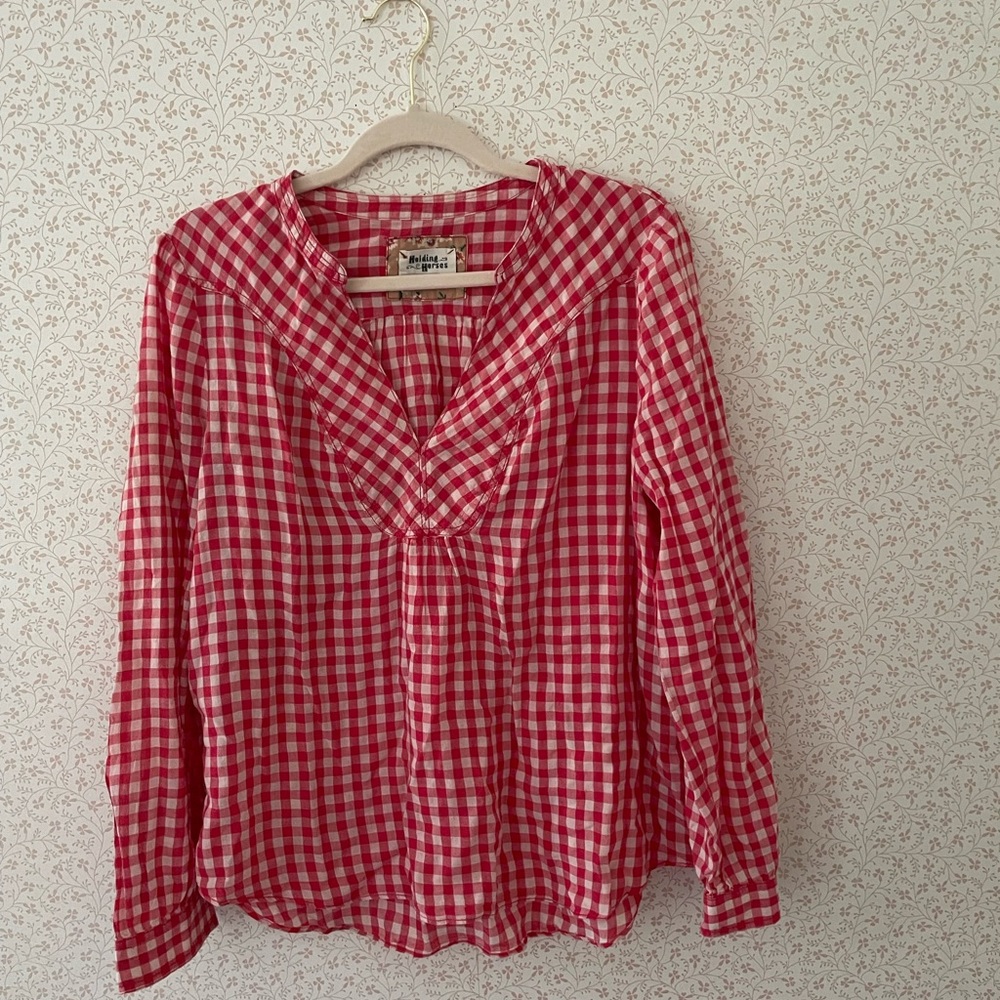 Anthropologie Holding Horses Gingham Blouse